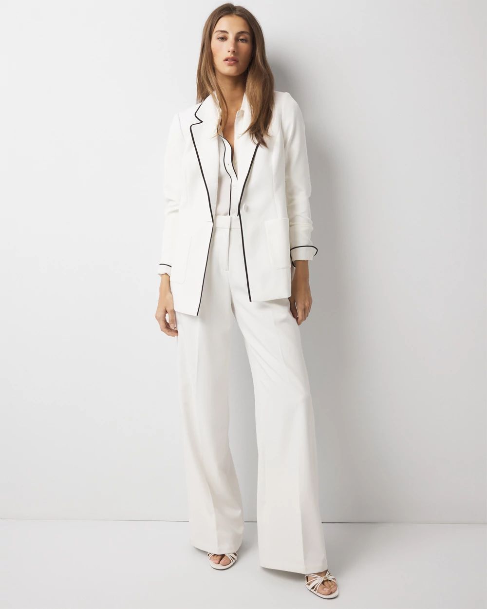 ボトムスその他 Off-White Wool Blend Relaxed Fit Blazer Relaxed Textured Blazer in Jackets & Outerwear | Vince